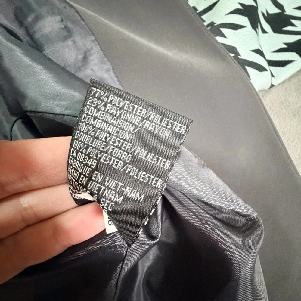 Kasper Women's Charcaol Gray/White Houndstooth Open Front Blazer/Jacket-Size 14 - Picture 6 of 7